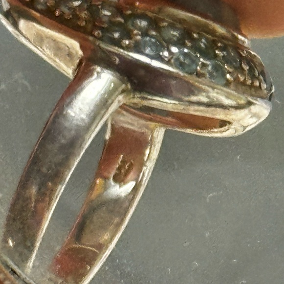 Blue abstract ring size 5. 9.25 silver ring diamond - Picture 6 of 6